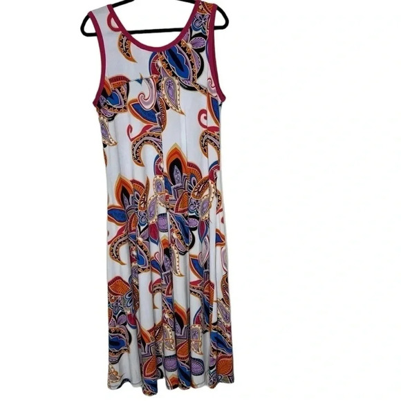 Elegance by Milano plus 1X psychedelic beach polyester maxi dress - Picture 2 of 3